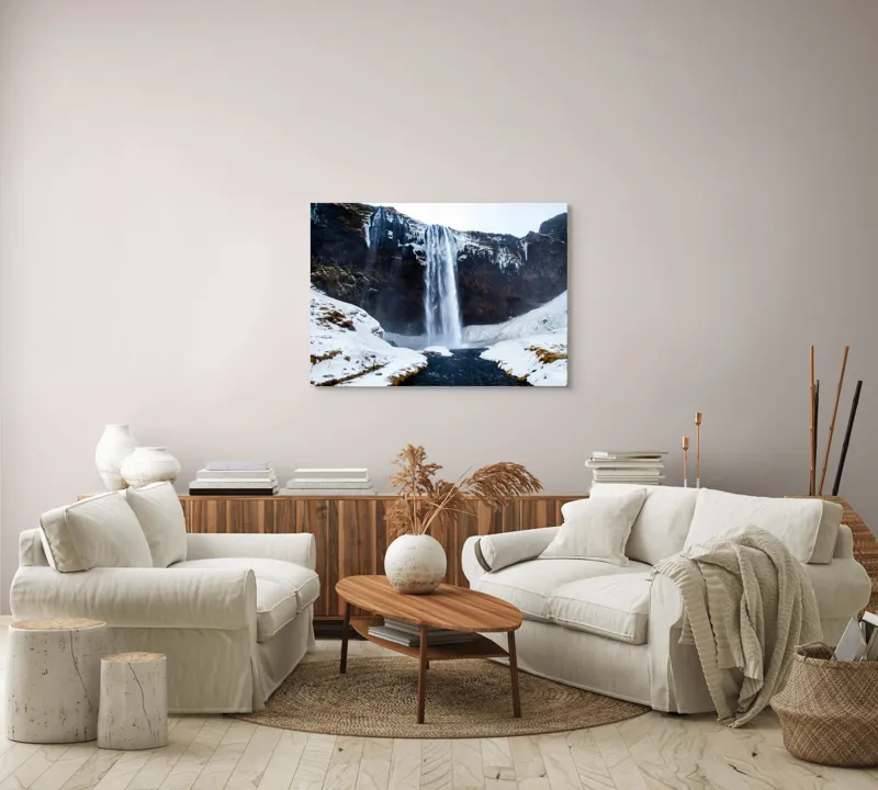 Tablou Canvas, Cascada Viselor Înghețate ale Naturii, , Multicolor, 100 x 70 cm – poza 3