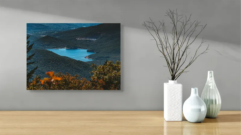Tablou Canvas Natură Lac Munte Pădure Reflecție Tranquilitate, 54 x 39 cm – poza 3