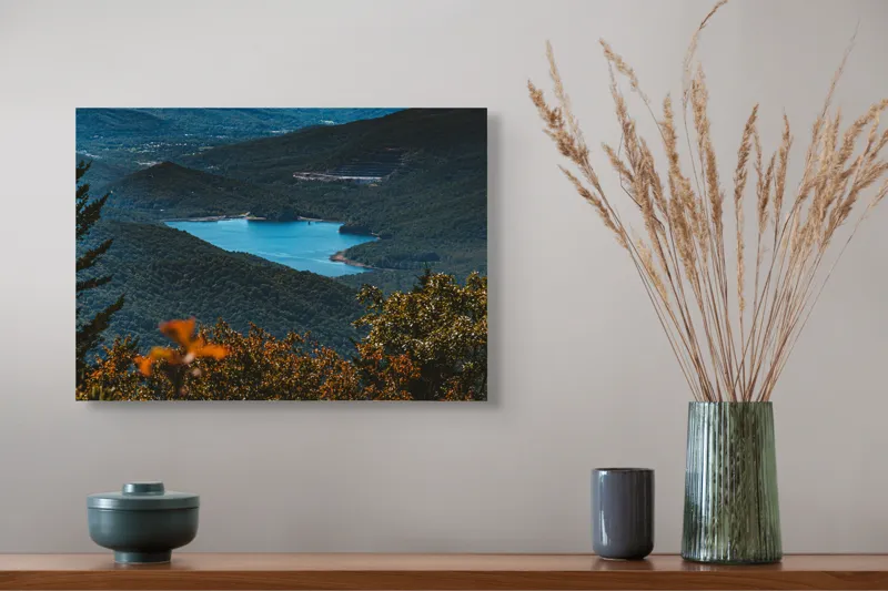 Tablou Canvas Natură Lac Munte Pădure Reflecție Tranquilitate, 54 x 39 cm – poza 4