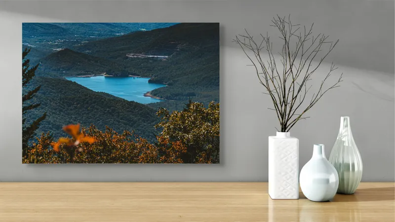 Tablou Canvas Natură Lac Munte Pădure Reflecție Tranquilitate, 70 x 50 cm – poza 3