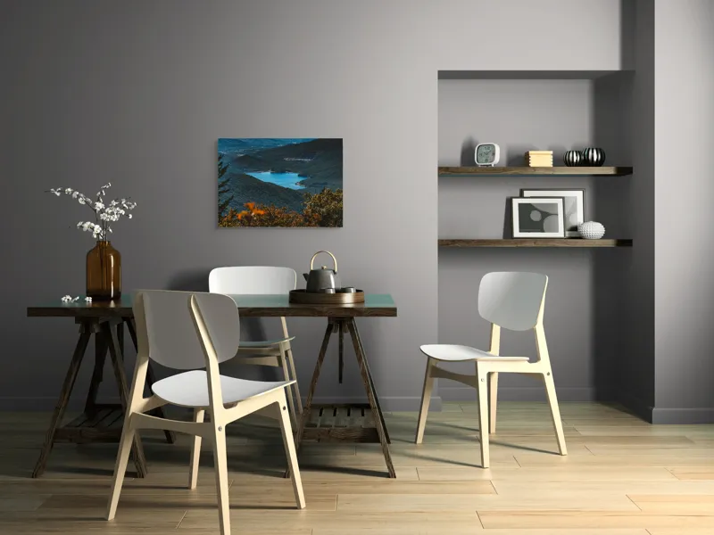 Tablou Canvas Natură Lac Munte Pădure Reflecție Tranquilitate, 70 x 50 cm – poza 5