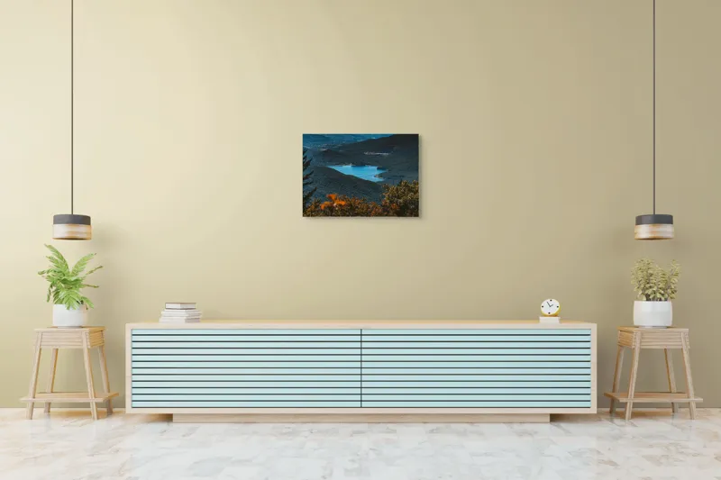 Tablou Canvas Natură Lac Munte Pădure Reflecție Tranquilitate, 70 x 50 cm – poza 7