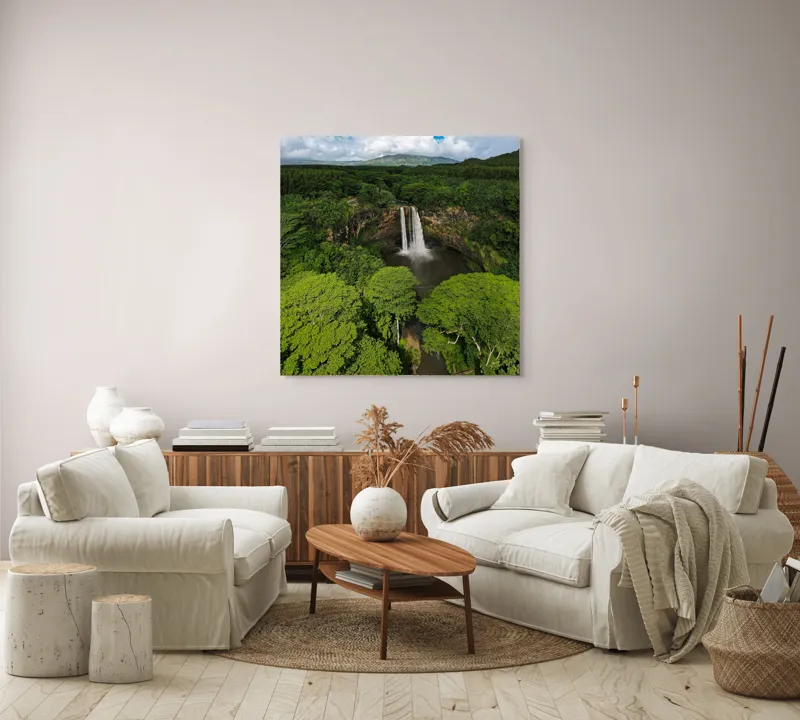 Tablou Canvas Cascadă Pădure Tropicală Peisaj Natură, 100 x 100 cm – poza 3