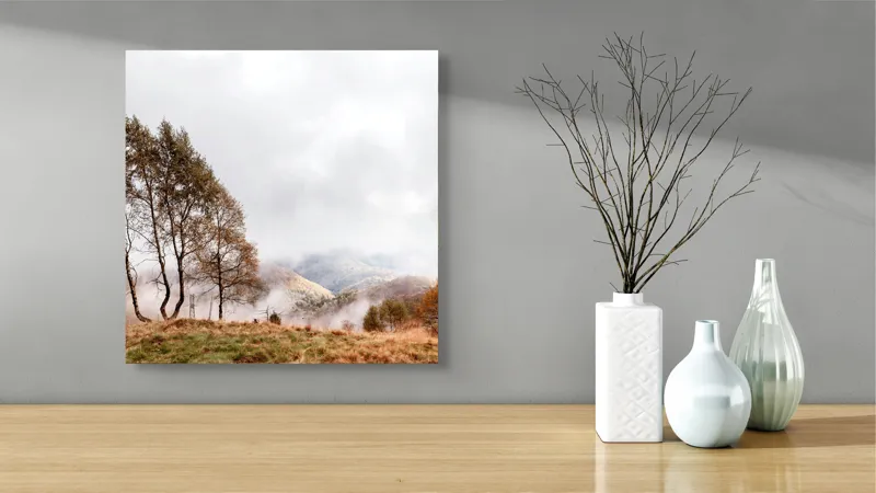 Tablou Canvas, Peisaj Montan de Toamnă, , Multicolor, 50 x 50 cm – poza 3