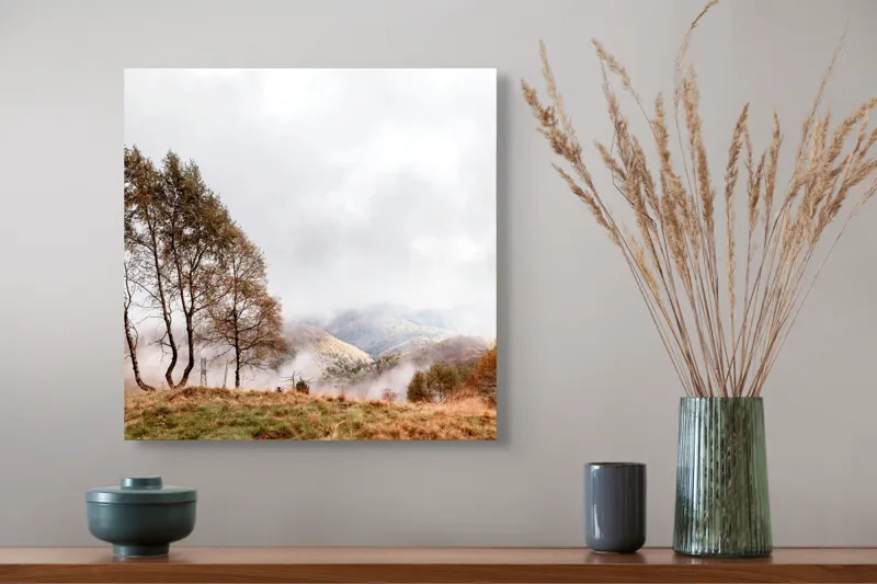 Tablou Canvas, Peisaj Montan de Toamnă, , Multicolor, 50 x 50 cm – poza 4