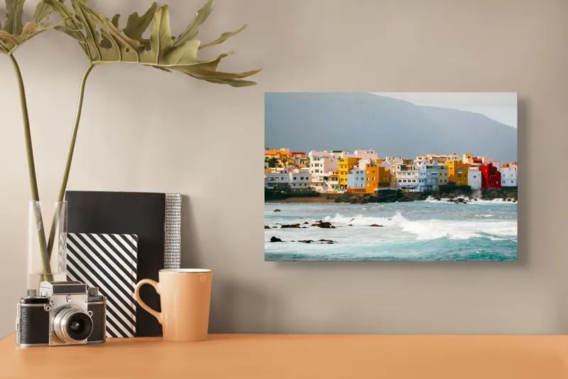 Tablou Canvas, Case vesele pe coastă, , Multicolor, 39 x 26 cm – poza 3