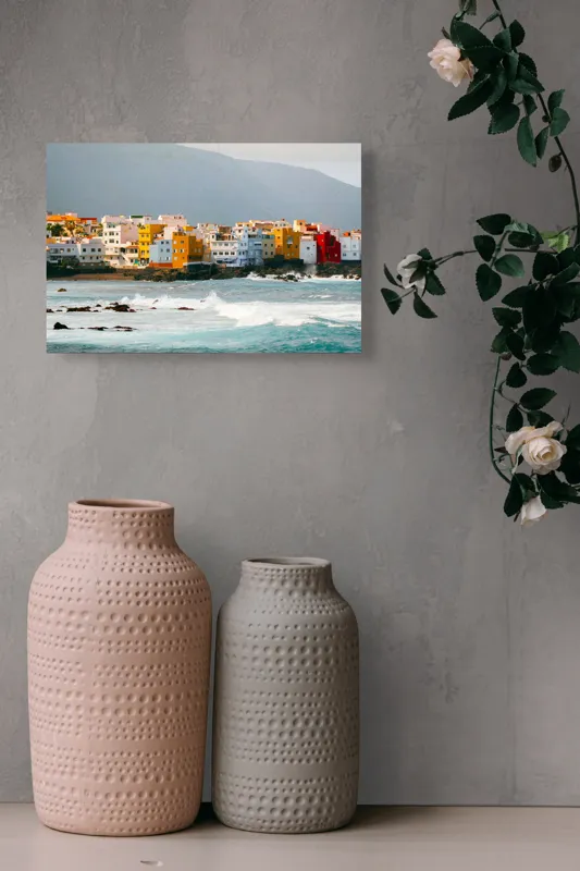 Tablou Canvas, Case vesele pe coastă, , Multicolor, 39 x 26 cm – poza 4