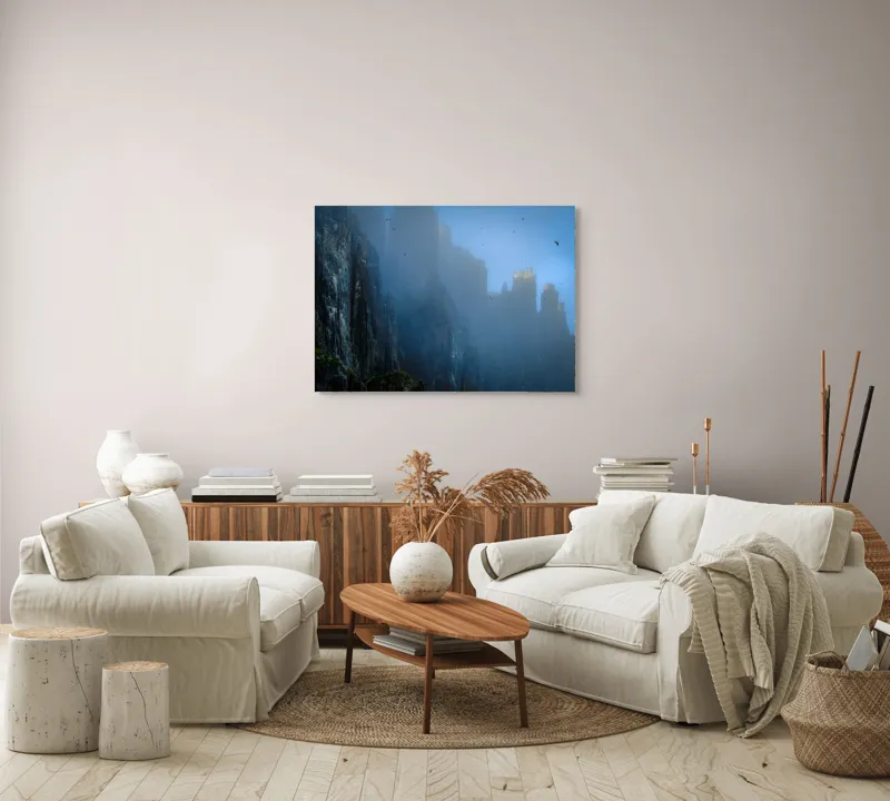 Tablou Canvas, Zbor lin printre piscuri învăluite, , Peisaj Montan, 100 x 70 cm – poza 3