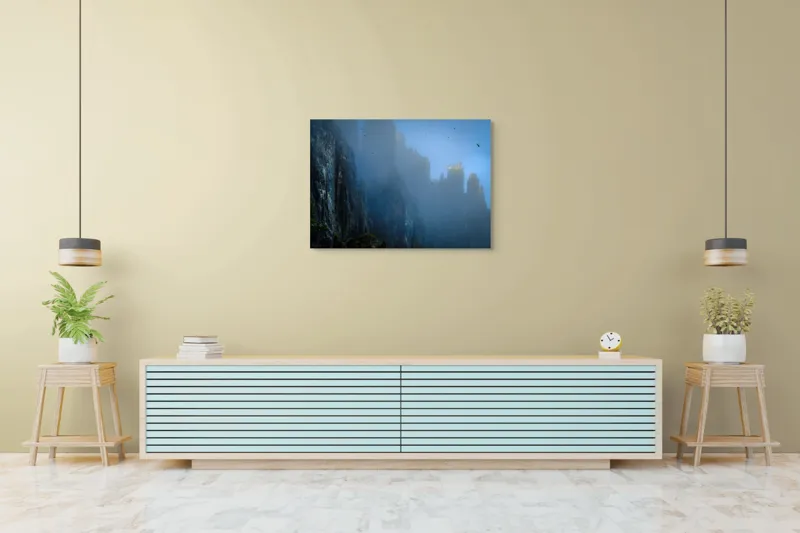 Tablou Canvas, Zbor lin printre piscuri învăluite, , Peisaj Montan, 100 x 70 cm – poza 4