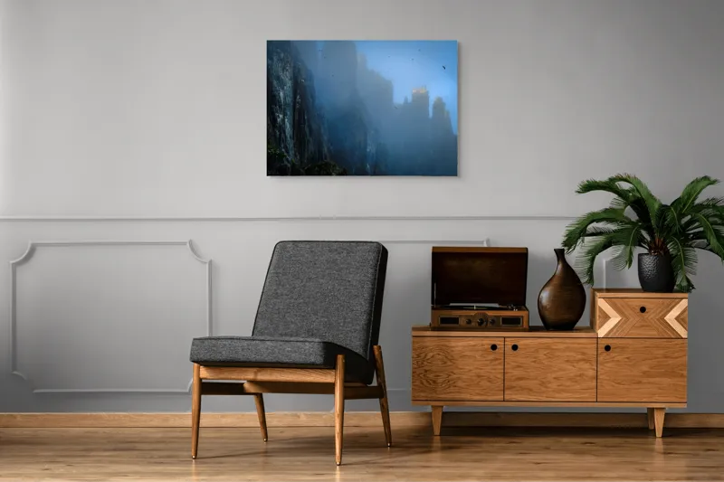 Tablou Canvas, Zbor lin printre piscuri învăluite, , Peisaj Montan, 100 x 70 cm – poza 8
