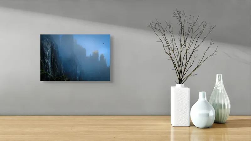 Tablou Canvas, Zbor lin printre piscuri învăluite, , Peisaj Montan, 39 x 26 cm – poza 8