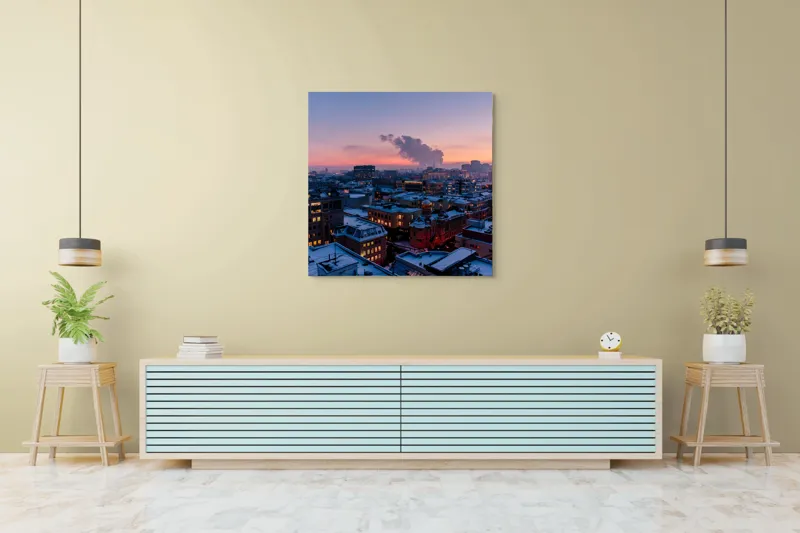 Tablou Canvas Orașul îmbrățișat de apusul iernii, 100 x 100 cm – poza 5