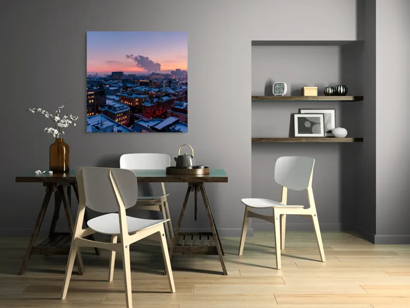Tablou Canvas Orașul îmbrățișat de apusul iernii, 100 x 100 cm – poza 6