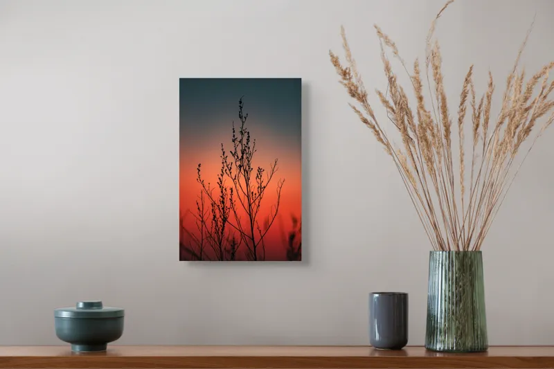Tablou Canvas cu Siluete și Apus Multicolor pentru Decorarea Interiorului, 26 x 39 cm – poza 5