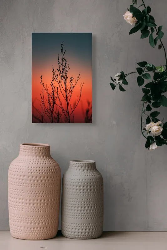 Tablou Canvas cu Siluete și Apus Multicolor pentru Decorarea Interiorului, 26 x 39 cm – poza 6