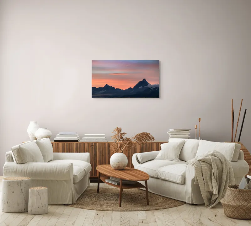 Tablou Canvas, Peisaj Montan la Apus, 90 x 50 cm – poza 4