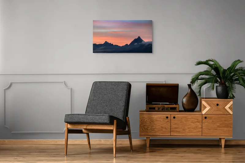 Tablou Canvas, Peisaj Montan la Apus, 90 x 50 cm – poza 6
