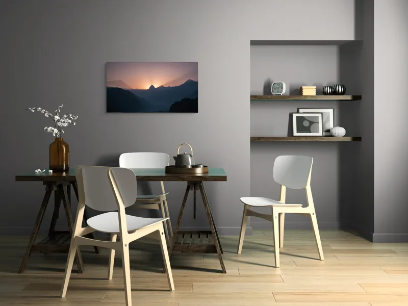 Tablou Canvas pe peisaj cu lumina zorilor peste munți întunecați, 90 x 50 cm – poza 3