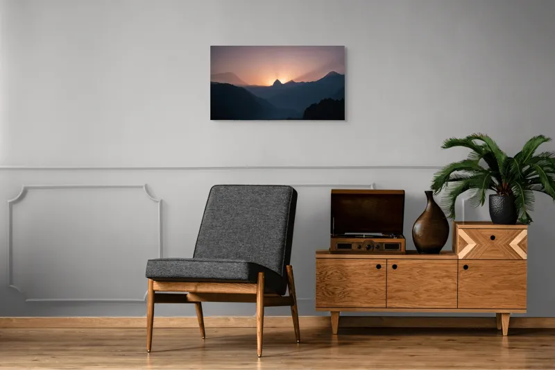 Tablou Canvas pe peisaj cu lumina zorilor peste munți întunecați, 90 x 50 cm – poza 6