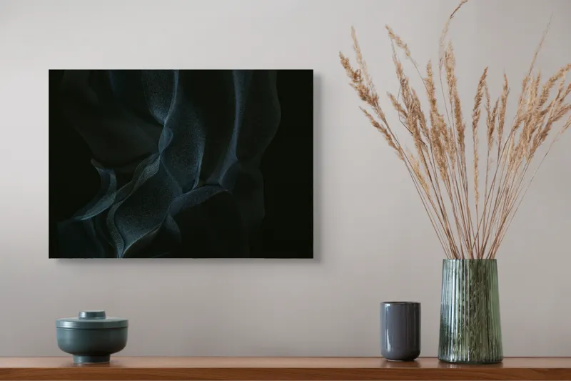 Tablou Canvas, "Misterul țesăturilor întunecate din adâncuri", Mister, Fluiditate, Întuneric, Textură, Valuri, Abstract, Eteric, 54 x 39 cm – poza 4