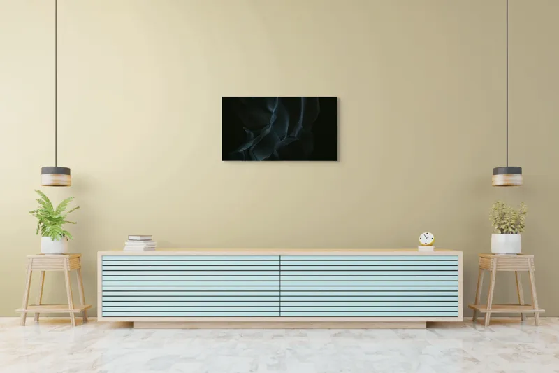 Tablou Canvas, "Misterul țesăturilor întunecate din adâncuri", Mister, Fluiditate, Întuneric, Textură, Valuri, Abstract, Eteric, 90 x 50 cm – poza 5