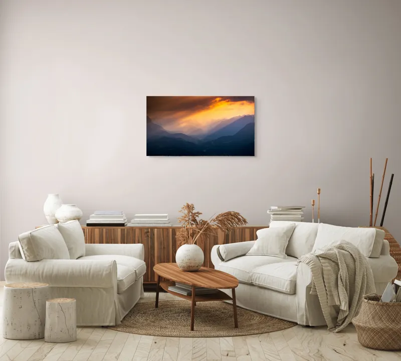Tablou Canvas pe tema Ecoul Luminii Peste Munți Tăcuți, 90 x 50 cm – poza 4