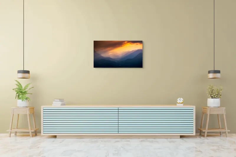 Tablou Canvas pe tema Ecoul Luminii Peste Munți Tăcuți, 90 x 50 cm – poza 5