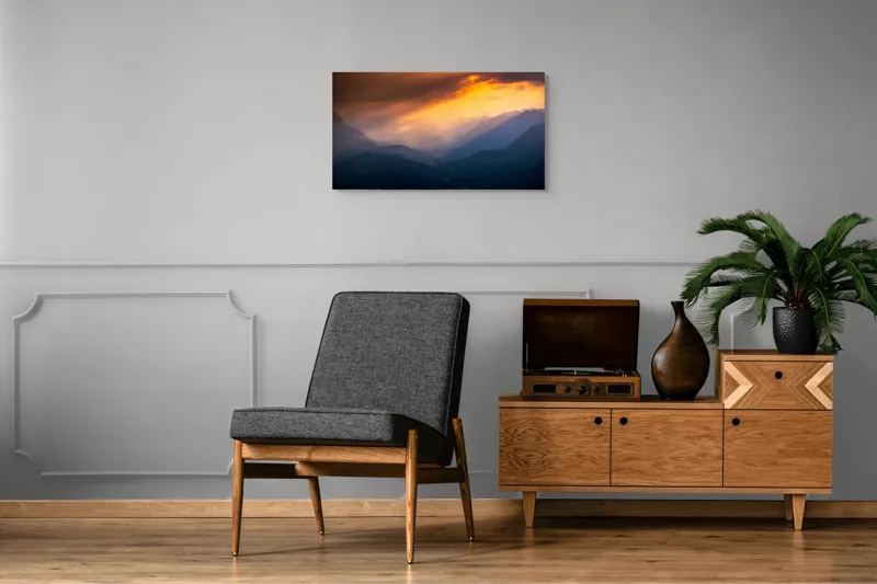 Tablou Canvas pe tema Ecoul Luminii Peste Munți Tăcuți, 90 x 50 cm – poza 6