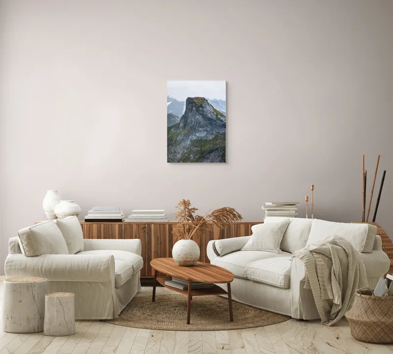 Tablou Canvas Peisaj Montan: Elegance în Nuanțe de Gri și Verde, 50 x 70 cm – poza 4