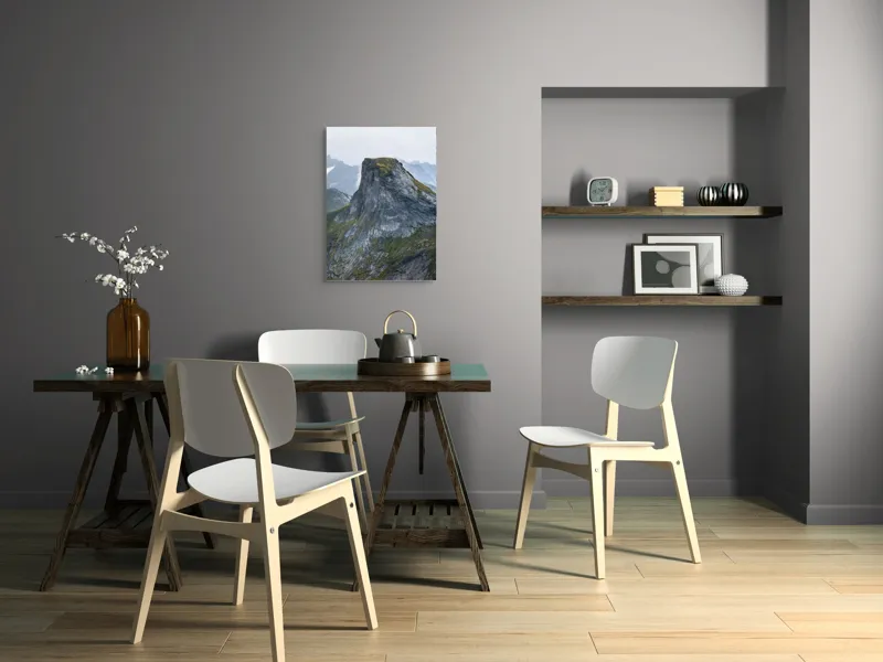 Tablou Canvas Peisaj Montan: Elegance în Nuanțe de Gri și Verde, 50 x 70 cm – poza 5