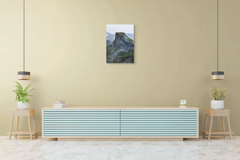 Tablou Canvas Peisaj Montan: Elegance în Nuanțe de Gri și Verde, 50 x 70 cm – poza 6