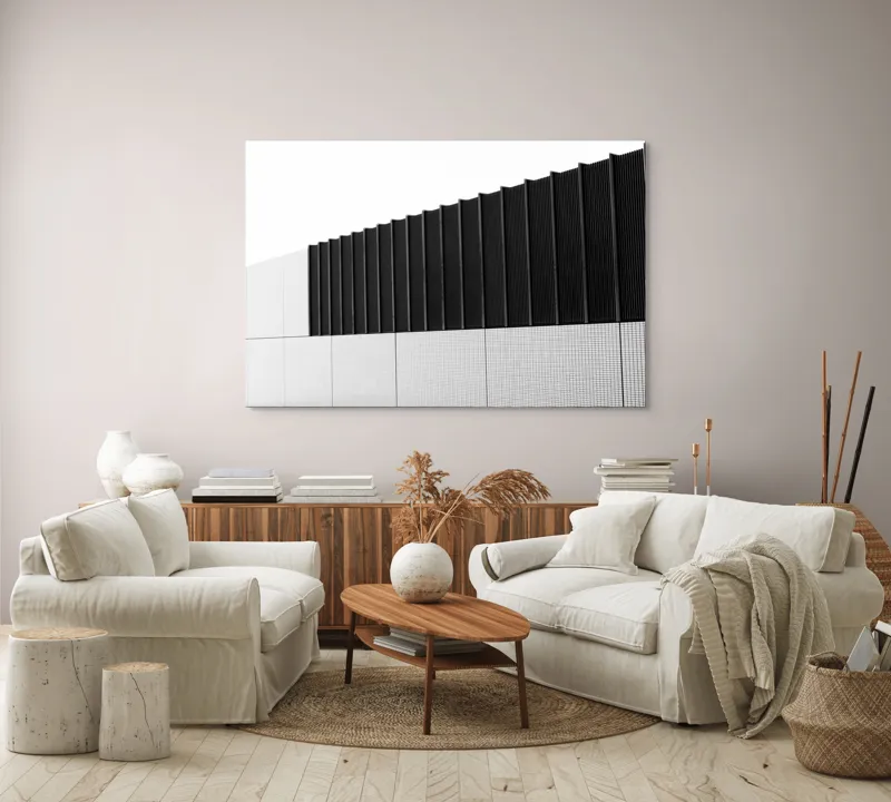 Tablou Canvas Umbre și texturi pe un zid urban, artă abstractă modernă, 150 x 100 cm – poza 3