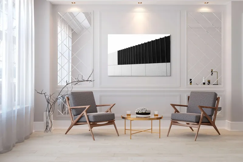 Tablou Canvas Umbre și texturi pe un zid urban, artă abstractă modernă, 150 x 100 cm – poza 7