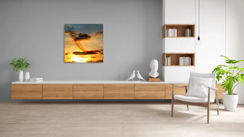 Tablou Canvas Apus Aurit cu Avioane în Zbor Multicolor, 100 x 100 cm – poza 8
