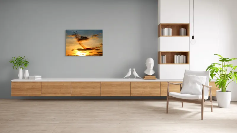 Tablou Canvas Apus Aurit cu Avioane în Zbor Multicolor, 100 x 70 cm – poza 6