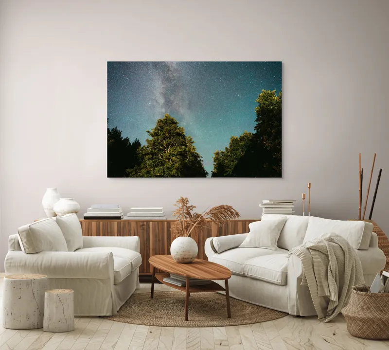 Tablou Canvas, Calea Lactee peste Pădurea Adormită, , Multicolor, 150 x 100 cm – poza 3