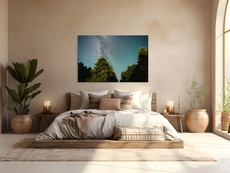 Tablou Canvas, Calea Lactee peste Pădurea Adormită, , Multicolor, 150 x 100 cm – poza 4