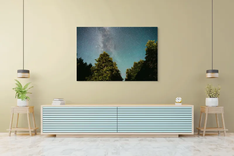 Tablou Canvas, Calea Lactee peste Pădurea Adormită, , Multicolor, 150 x 100 cm – poza 6