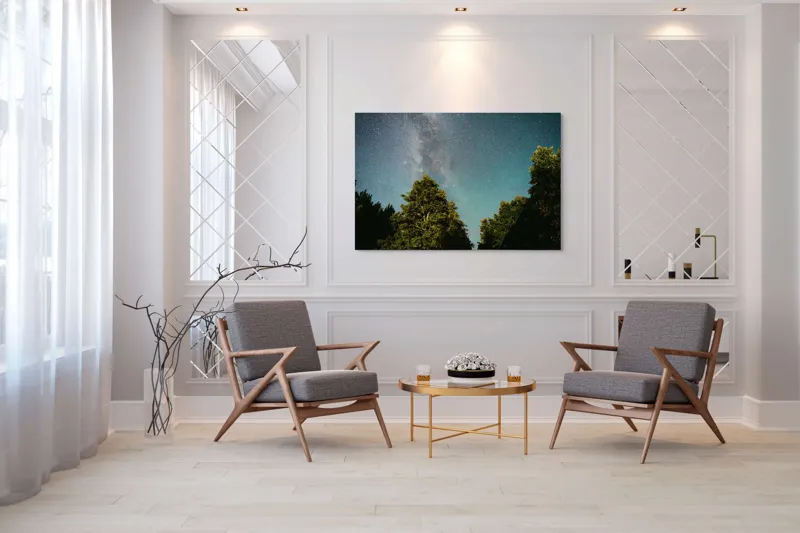 Tablou Canvas, Calea Lactee peste Pădurea Adormită, , Multicolor, 150 x 100 cm – poza 7