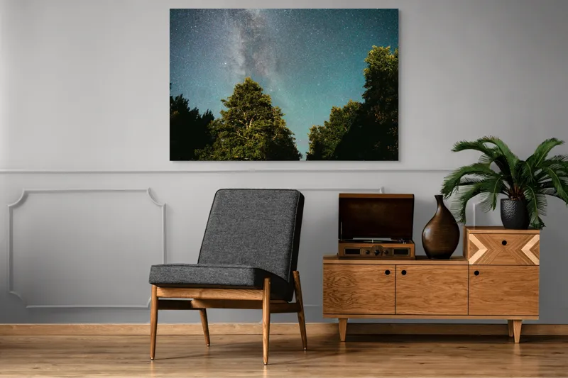 Tablou Canvas, Calea Lactee peste Pădurea Adormită, , Multicolor, 150 x 100 cm – poza 8