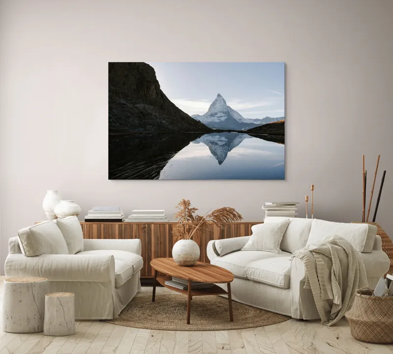 Tablou Canvas Reflecția Tranquilă a Alpinului Colos, 150 x 100 cm – poza 3