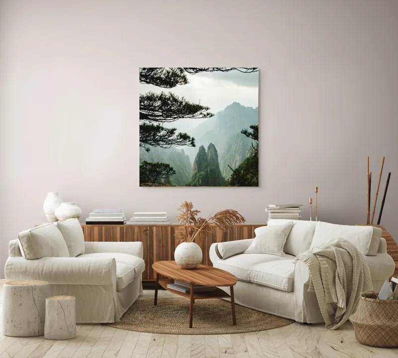 Tablou Canvas Peisaj Montan Multicolor – Artă pentru Interioare, 100 x 100 cm – poza 3