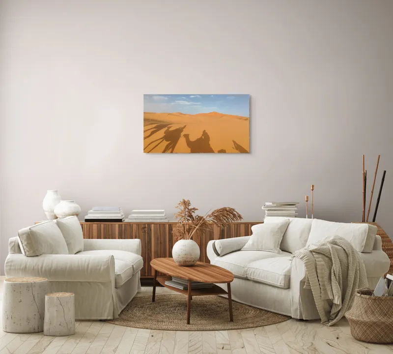 Tablou Canvas Umbre călătoare pe nisipuri aurii siluete camel, 90 x 50 cm – poza 4