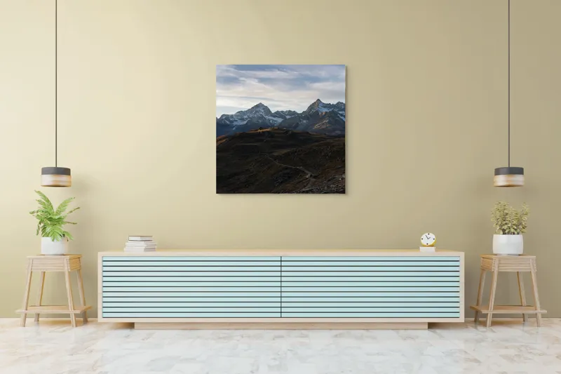 Tablou Canvas Peisaj Montan la Răsărit - Artă Naturală, 100 x 100 cm – poza 5