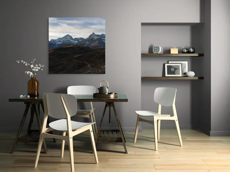 Tablou Canvas Peisaj Montan la Răsărit - Artă Naturală, 100 x 100 cm – poza 6