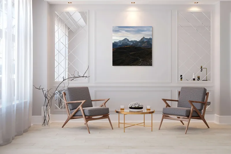 Tablou Canvas Peisaj Montan la Răsărit - Artă Naturală, 100 x 100 cm – poza 7