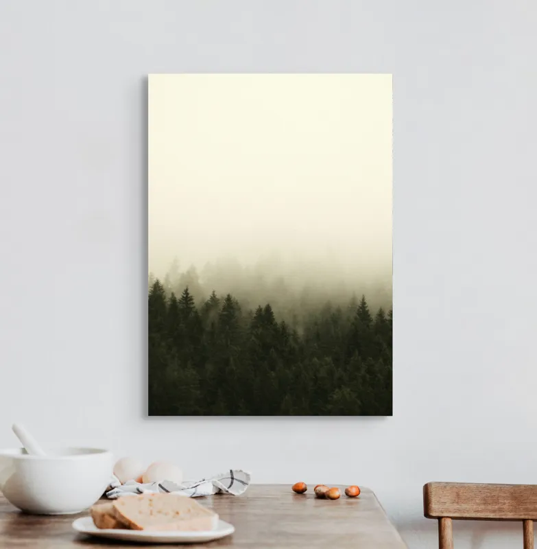 Tablou Canvas cu Pădure în Ceață, , Verde și Gri, 50 x 70 cm – poza 3