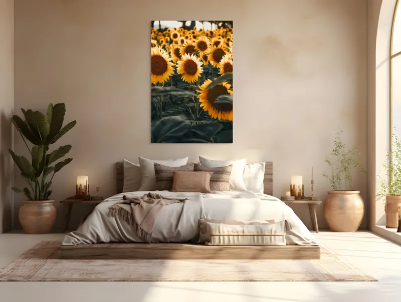 Tablou Canvas Câmpul Magnific al Florilor de Floarea-soarelui Vară Natură, 100 x 150 cm – poza 3