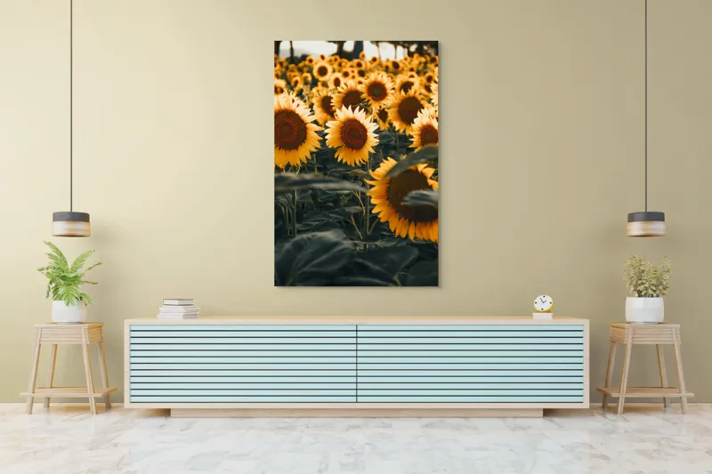 Tablou Canvas Câmpul Magnific al Florilor de Floarea-soarelui Vară Natură, 100 x 150 cm – poza 4