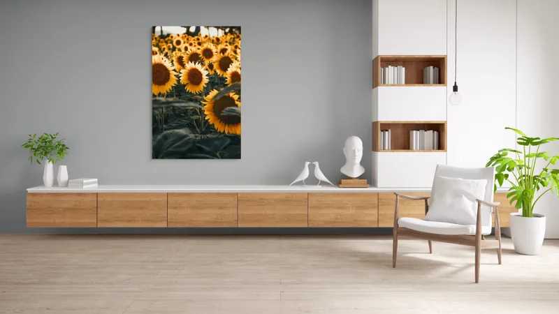 Tablou Canvas Câmpul Magnific al Florilor de Floarea-soarelui Vară Natură, 100 x 150 cm – poza 8
